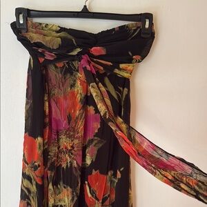 Black Floral Strapless Maxi Dress